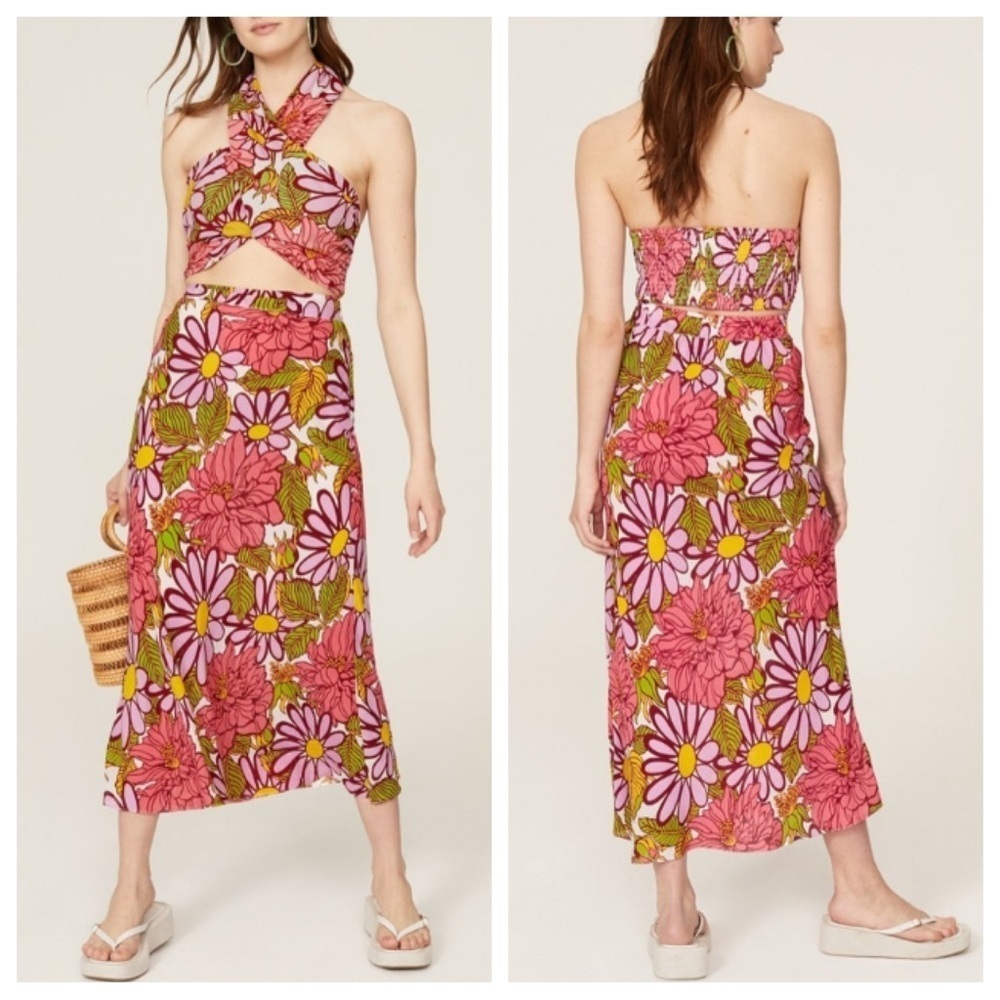 S/W/F High Waisted Skirt/Top Floral Blooms 45761